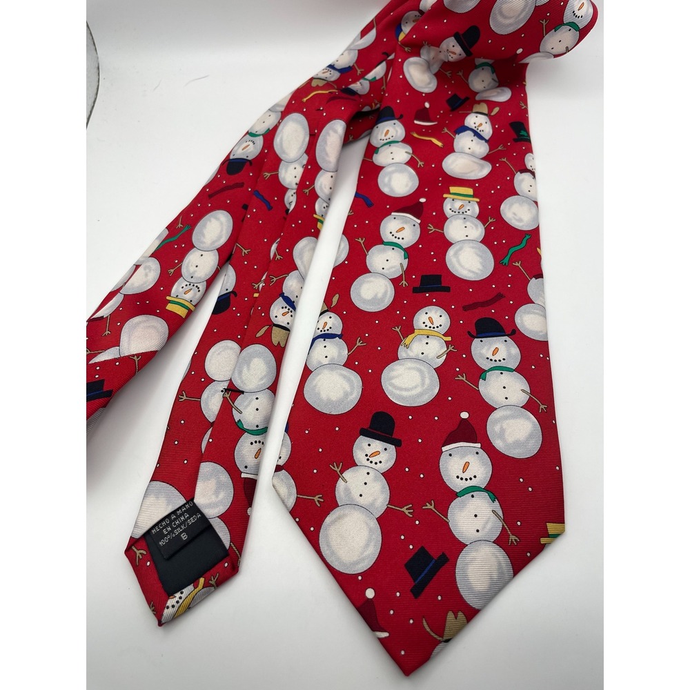 Save the Children Red Silk Snowman Heaven Christmas Holiday Tie by Randa Corp